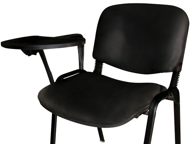 CHAISE ECOLIER AVEC SUPPORT TABLETTE TISSU NOIR DA009