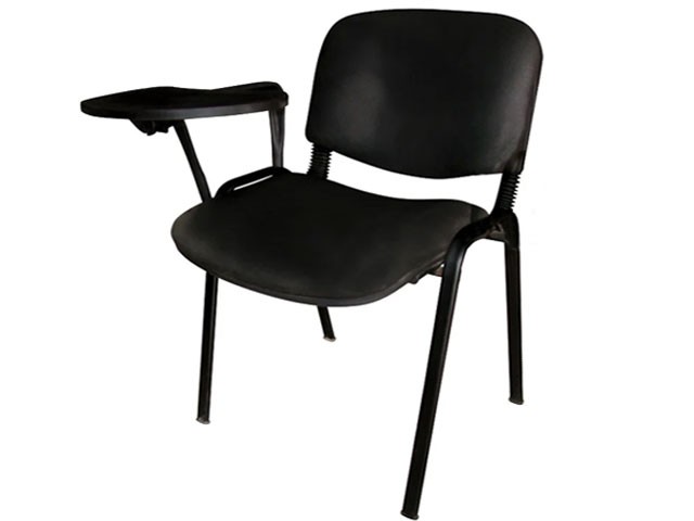 CHAISE ECOLIER AVEC SUPPORT TABLETTE TISSU NOIR DA009