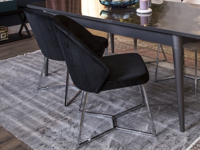 CHAISE TABLE A MANGER TISSU REVEN COULEUR GRISE BBF63