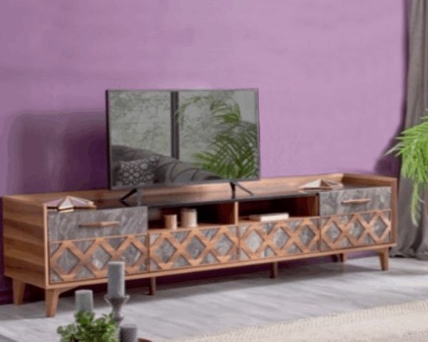 TABLE TV CARUZEL NEW 1877*595*101 WALNUT+GREY