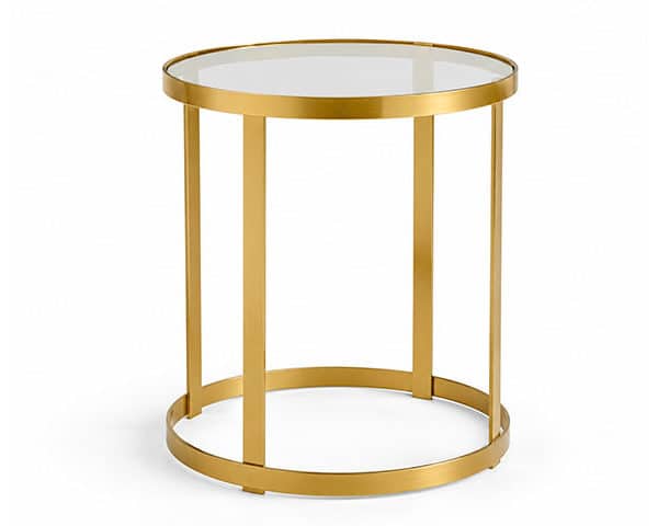 TABLE DE COIN EN VERRE CHLOE 615*615*665 COULEUR DOREE