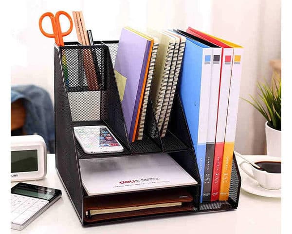 ORGANISEUR DE BUREAU EN METAL 6 Compartiments KF18473 noir