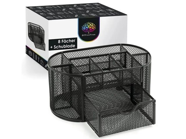 ORGANISEUR DE BUREAU EN METAL 8 Compartiments KF18472 noir
