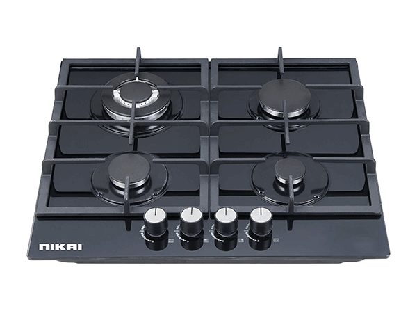 PLAQUE CUISSON ENCASTRABLE 4 FEUX A GAZ NIKAI NGH44G NOIR 58*50*12