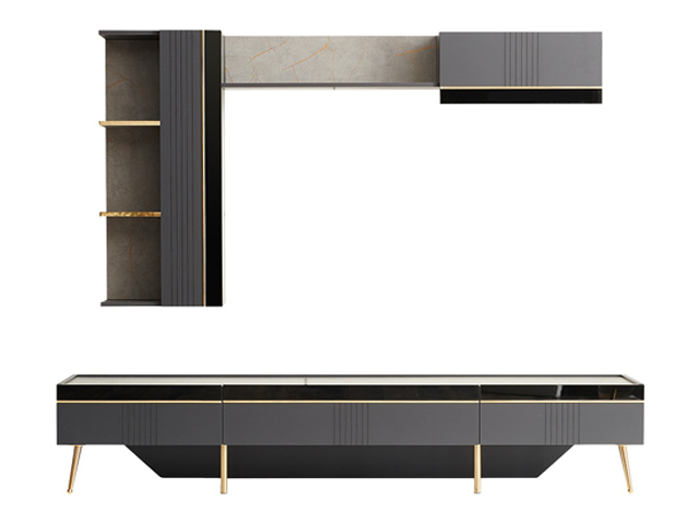 MEUBLE TV FORLI 2128*497*168 COULEUR NOIR GRIS