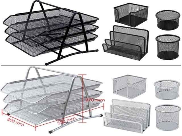 ENSEMBLE ORGANISEUR DE BUREAU METAL COMPLET HY2214 GRIS