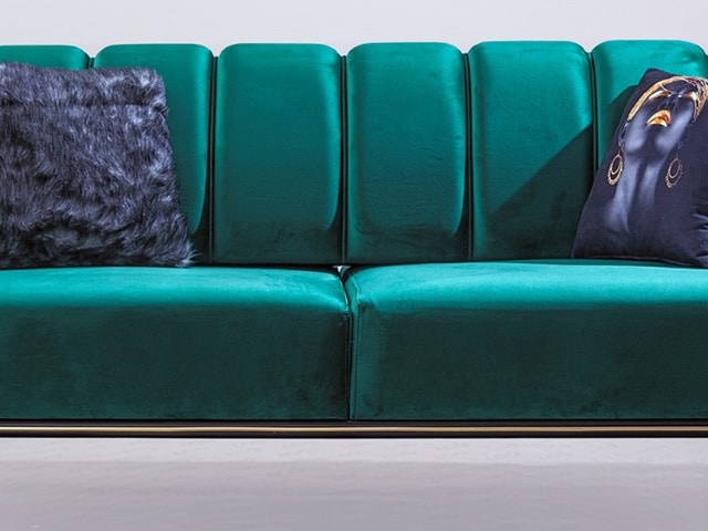 SALON TISSU 8 PLACES (3+3+1+1) CANDY COULEUR VERT FONCE/NOIRE