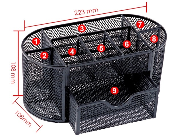ORGANISEUR DE BUREAU EN METAL HY1002 NOIR