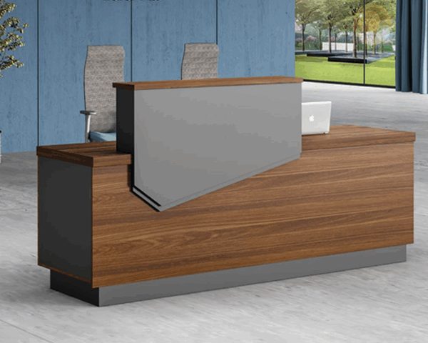 COMPTOIR DE RECEPTION KT-01 2400*700*1100 MELAMINE TP-904 MARRON+GRE