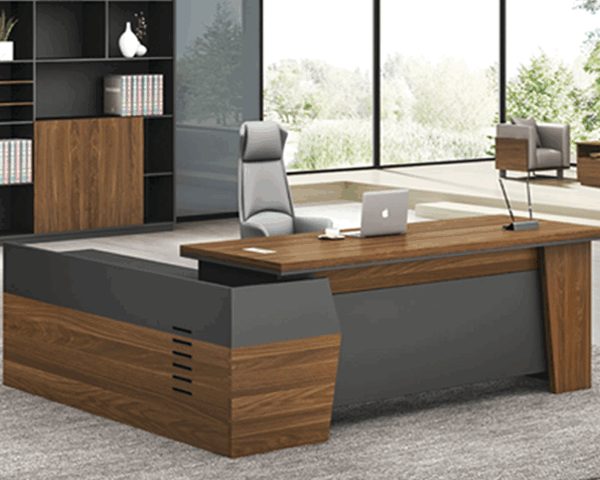 BUREAU DIRECTION KM-103 R 2200*1050*760 MELAMINE TP-904 MARRON+GREY