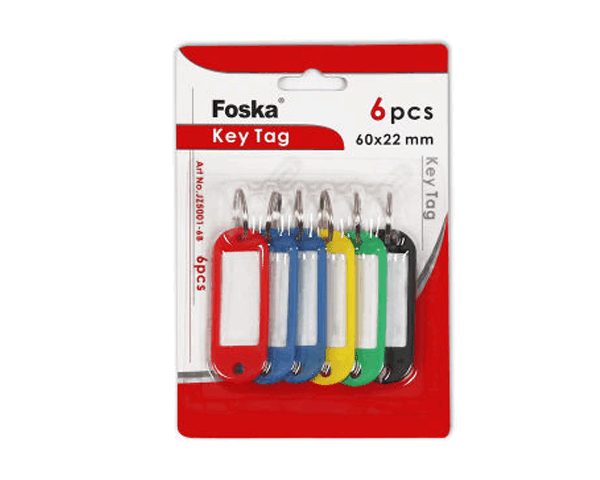 PORTE CLES ASSORTIES COULEUR FOSKA JZ5001-6B PAQUET DE 6 PIECES