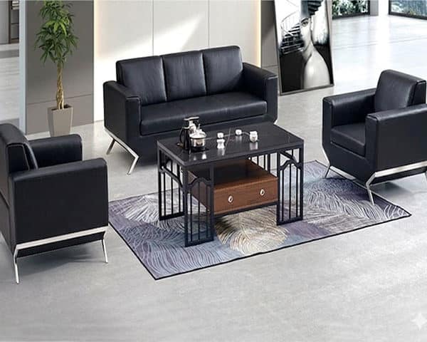 SALON DE BUREAU 5 PLACES PU KS-2004 NOIR 1050-2050*850*830