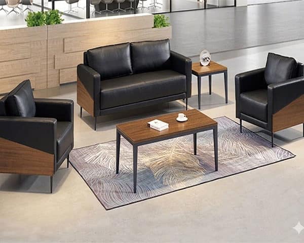 SALON DE BUREAU 5 PLACES PU KS-2005 NOIR 860-1850*800*830