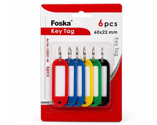 PORTE CLES ASSORTIES COULEUR FOSKA JZ5001-6B PAQUET DE 6 PIECES