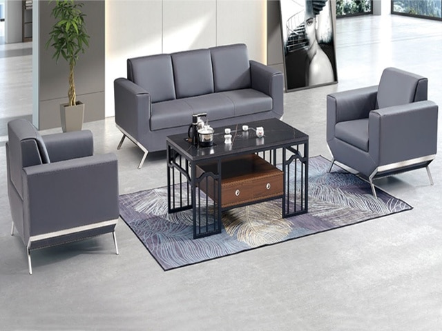 SALON DE BUREAU 5 PLACES PU KS-2004 NOIR 1050-2050*850*830