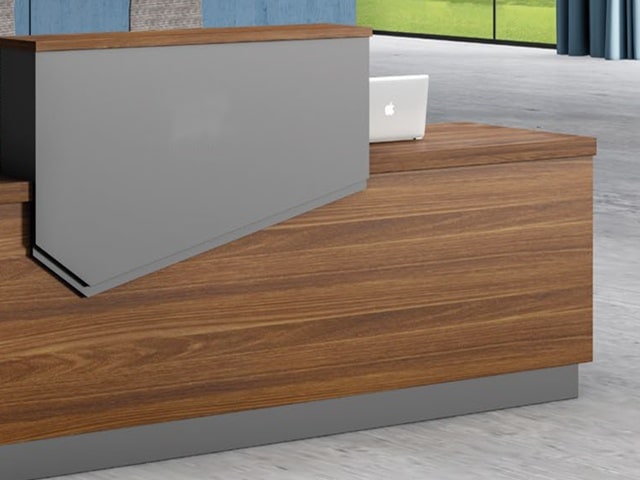 COMPTOIR DE RECEPTION KT-01 2400*700*1100 MELAMINE TP-904 MARRON+GRE