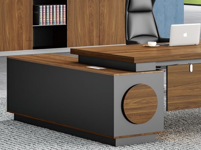 BUREAU DIRECTION KM-104 R 2000*1000*760 MELAMINE TP-904 MARRON+GREY