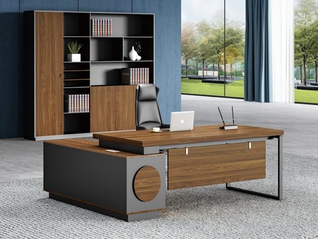 BUREAU DIRECTION KM-104 R 2000*1000*760 MELAMINE TP-904 MARRON+GREY