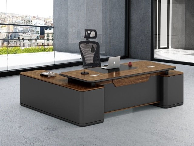 BUREAU DIRECTION KM-106 R 2400*1100*760 MELAMINE TP-904 MARRON+GREY