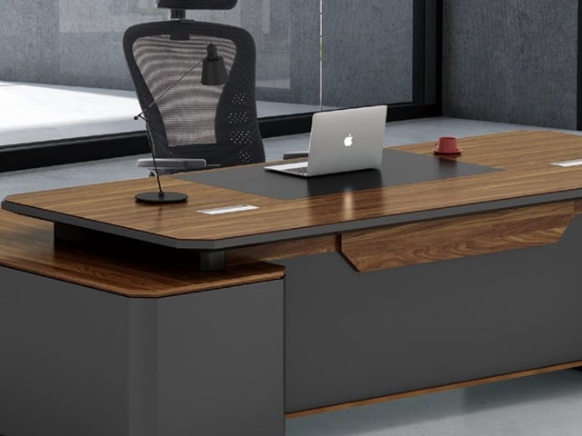BUREAU DIRECTION KM-106 R 2400*1100*760 MELAMINE TP-904 MARRON+GREY