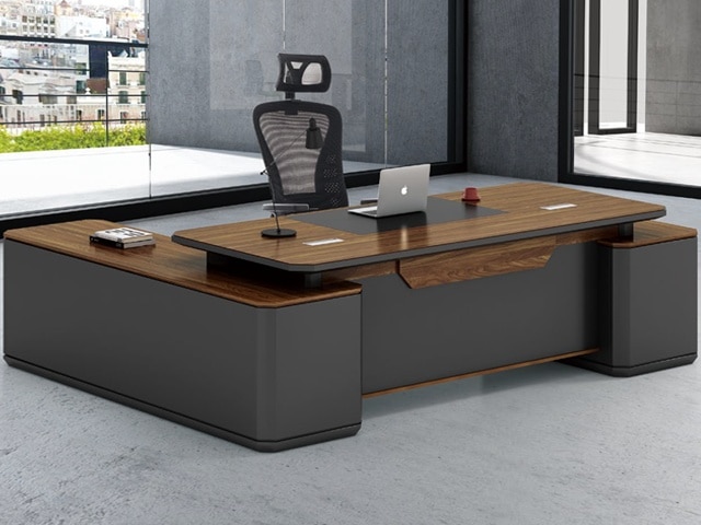 BUREAU DIRECTION KM-106 R 2400*1100*760 MELAMINE TP-904 MARRON+GREY