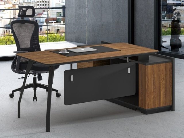 BUREAU DIRECTION KM-111 R 1600*800*760 MELAMINE TP-904 MARRON+GREY