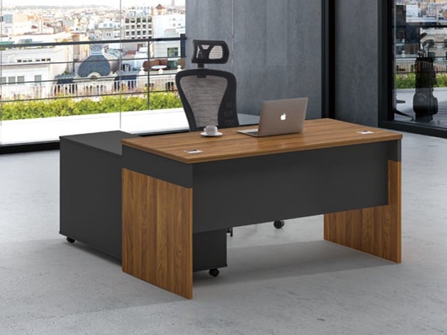 BUREAU DIRECTION KM-117 R 1600*800*760 MELAMINE TP-904 MARRON+GREY