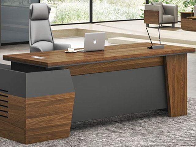 BUREAU DIRECTION KM-103 R 2200*1050*760 MELAMINE TP-904 MARRON+GREY