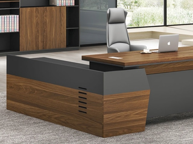 BUREAU DIRECTION KM-103 R 2200*1050*760 MELAMINE TP-904 MARRON+GREY