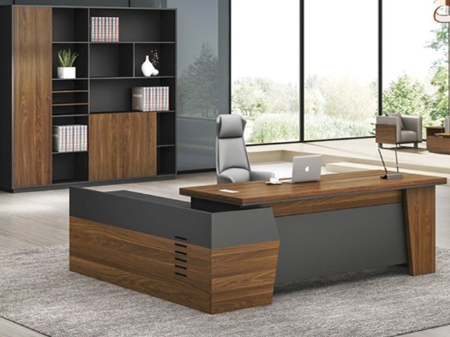 BUREAU DIRECTION KM-103 R 2200*1050*760 MELAMINE TP-904 MARRON+GREY