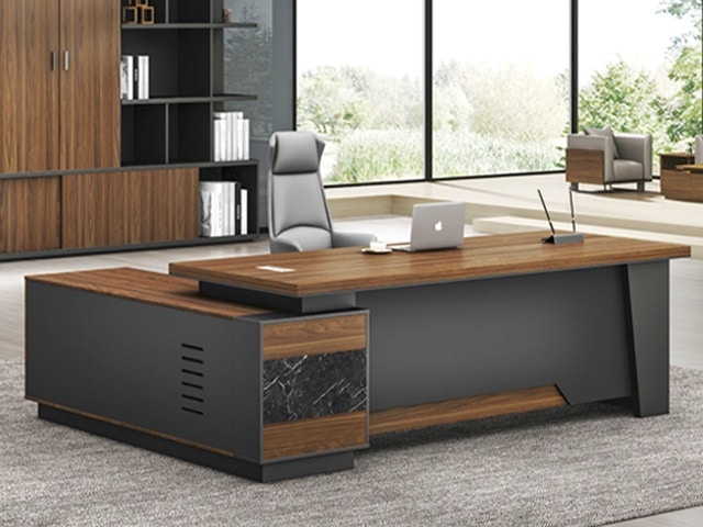 BUREAU DIRECTION KM-102 R 2400*1100*760 MELAMINE TP-904 MARRON+GREY