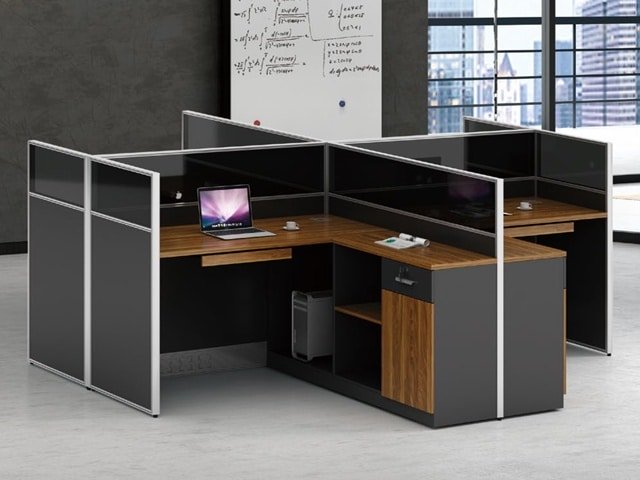 STATION DE TRAVAIL 4 PLAC KW-06 2800*2800*1150 MELAMIN TP-904 MAR+GRE