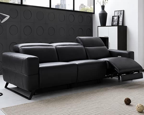 SALON CUIR 6 PLACES SE-885 COULEUR NOIR A90