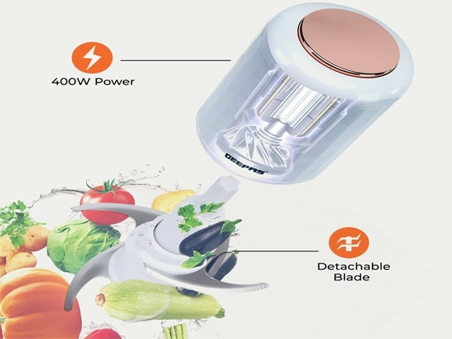 MINI HACHOIR MULTI FONCTION PLASTIQUE GEEPAS GMC42012 500ML BLAN/DORE