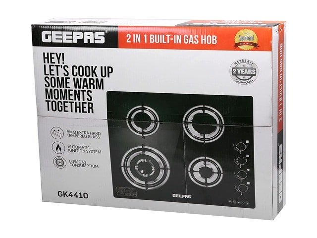 PLAQUE CUISSON ENCASTRABLE 4 FEUX A GAZ GEEPAS GK4410 NOIR 60*51*95