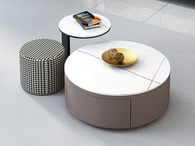 TABLE BASSE COMPOSEE A300 GRISE NOIRE 90x90x50x50