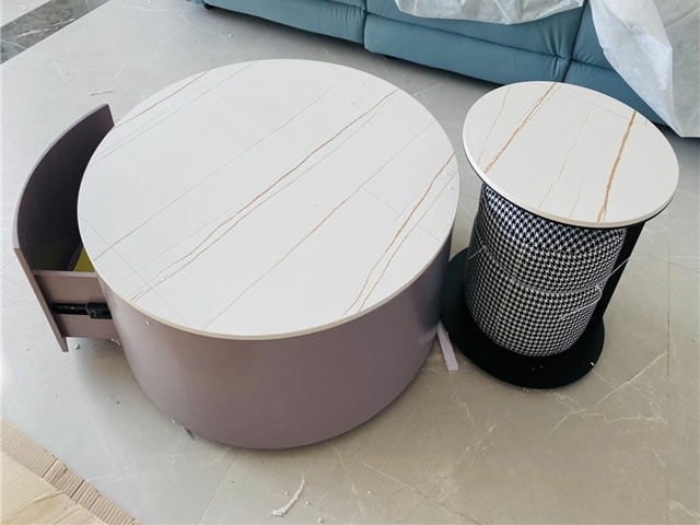 TABLE BASSE COMPOSEE A300 GRISE NOIRE 90x90x50x50