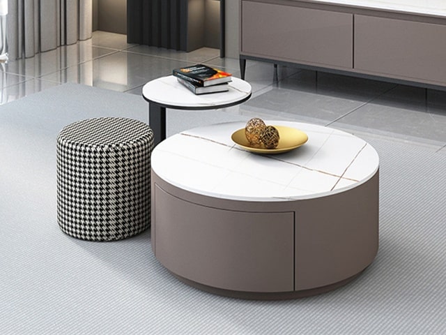 TABLE BASSE COMPOSEE A300 GRISE NOIRE 90x90x50x50