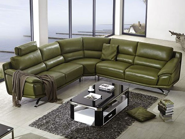 SALON CUIR 6 PLACES ANGLE L-533 COULEUR CAME A0252