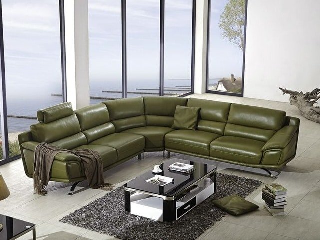 SALON CUIR 6 PLACES ANGLE L-533 COULEUR CAME A0252