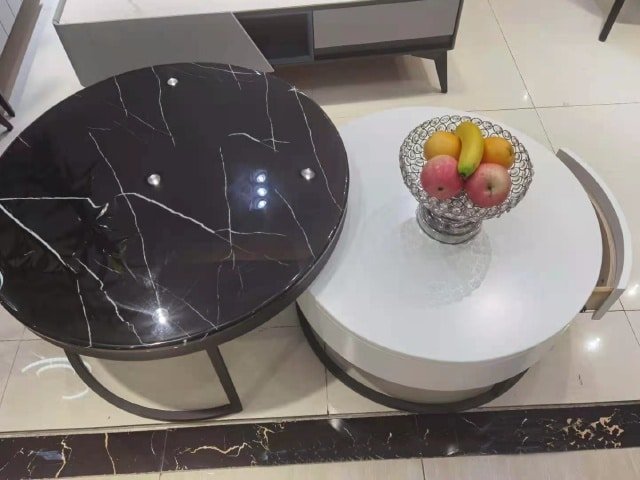 TABLE BASSE COMPOSEE AC627 NOIR BLANC 80x800 70x70
