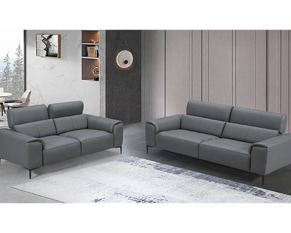 SALON CUIR 6 PLACES SX-9053 COULEUR DIEZ 557 GRIS