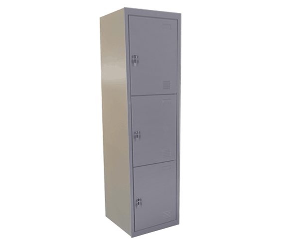 ARMOIRE METAL VESTIAIRE 3 PORTES KD-042-3 GRIS 1850*380*450 TOLE 0.7