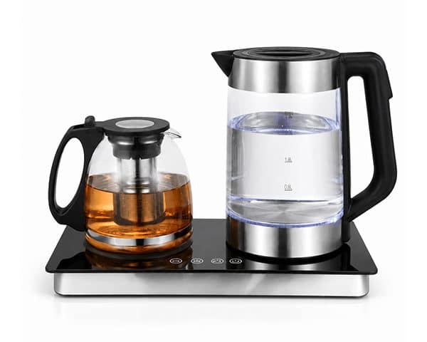 BOUILLOIRE ELECTRIQUE 1.8L GEEPAS INOX +THETHIERE VERRE 1.2L GTM38065