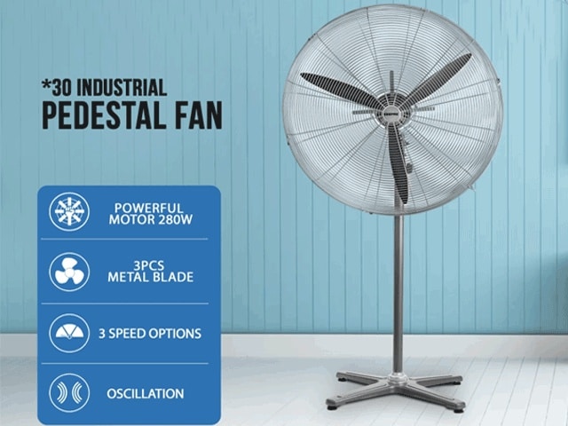 VENTILATEUR INDUSTRIEL SUR PIED GEEPAS METAL GF21199 30" SANS TELECOM