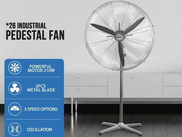 VENTILATEUR INDUSTRIEL SUR PIED GEEPAS METAL GF21198 26" SANS TELECOM