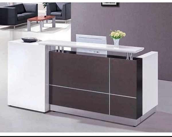 COMPTOIR DE RECEPTION MO04-RT2 1800*750*1050 BLANC+GRIS