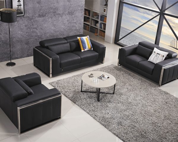 SALON CUIR 6 PLACES FM219 KIWI CLR NOIR AG03