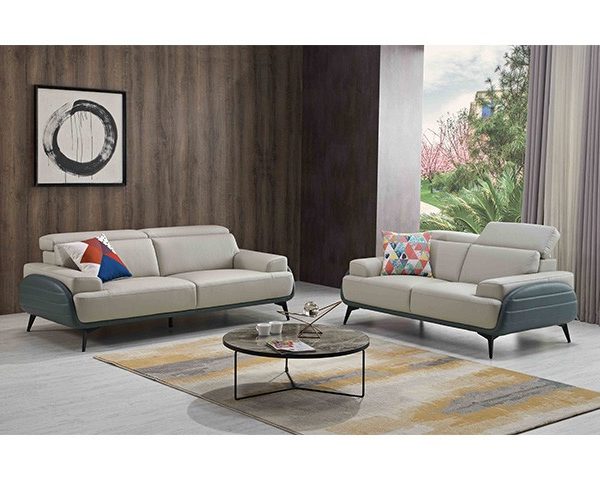 SALON CUIR 6 PLACES FM375 CLR GRIS AG02/ GRIS FONCE NOIR 2834