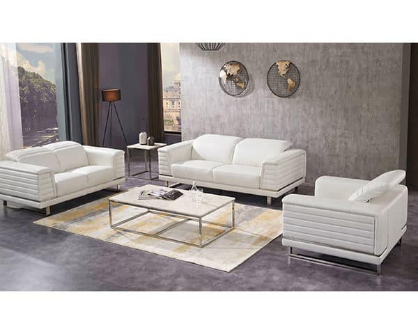 SALON CUIR 6 PLACES FM356 CLR BLANC AG07